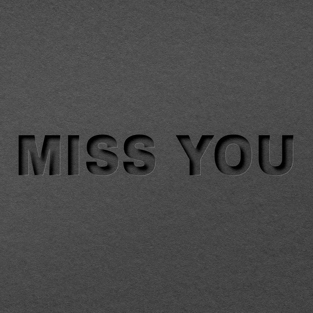 Miss you text paper cut font typography