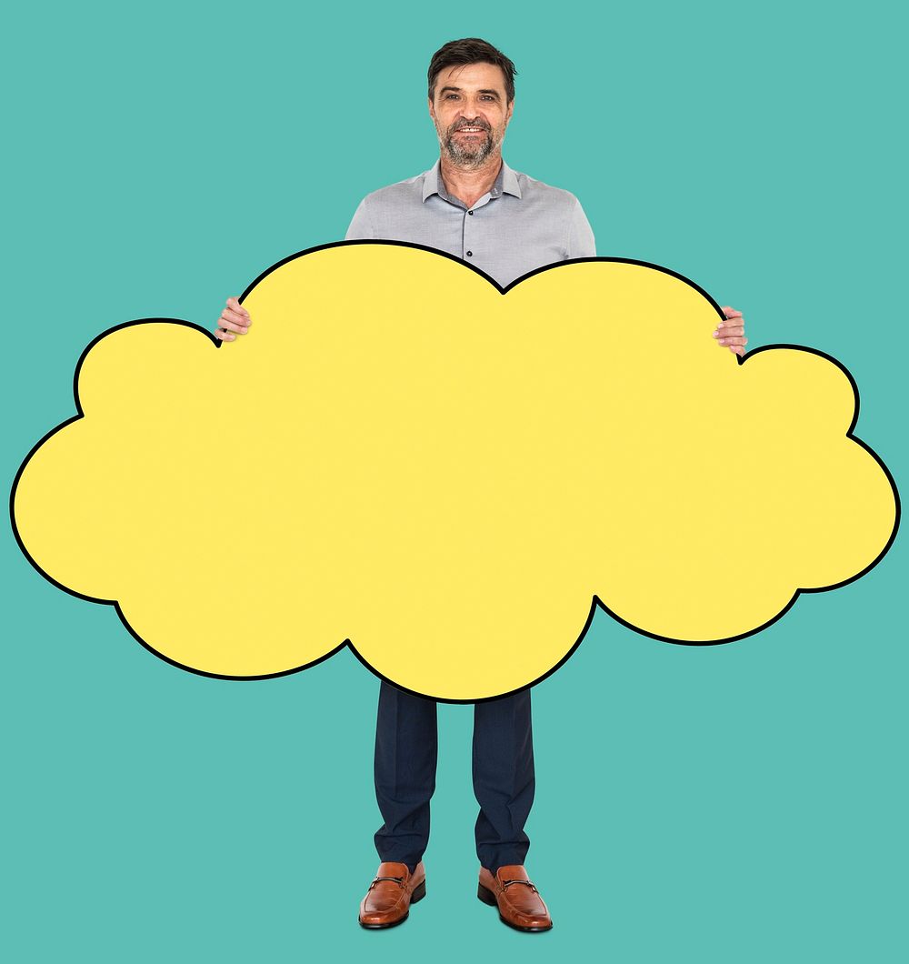 Businessman holding a blank cloud