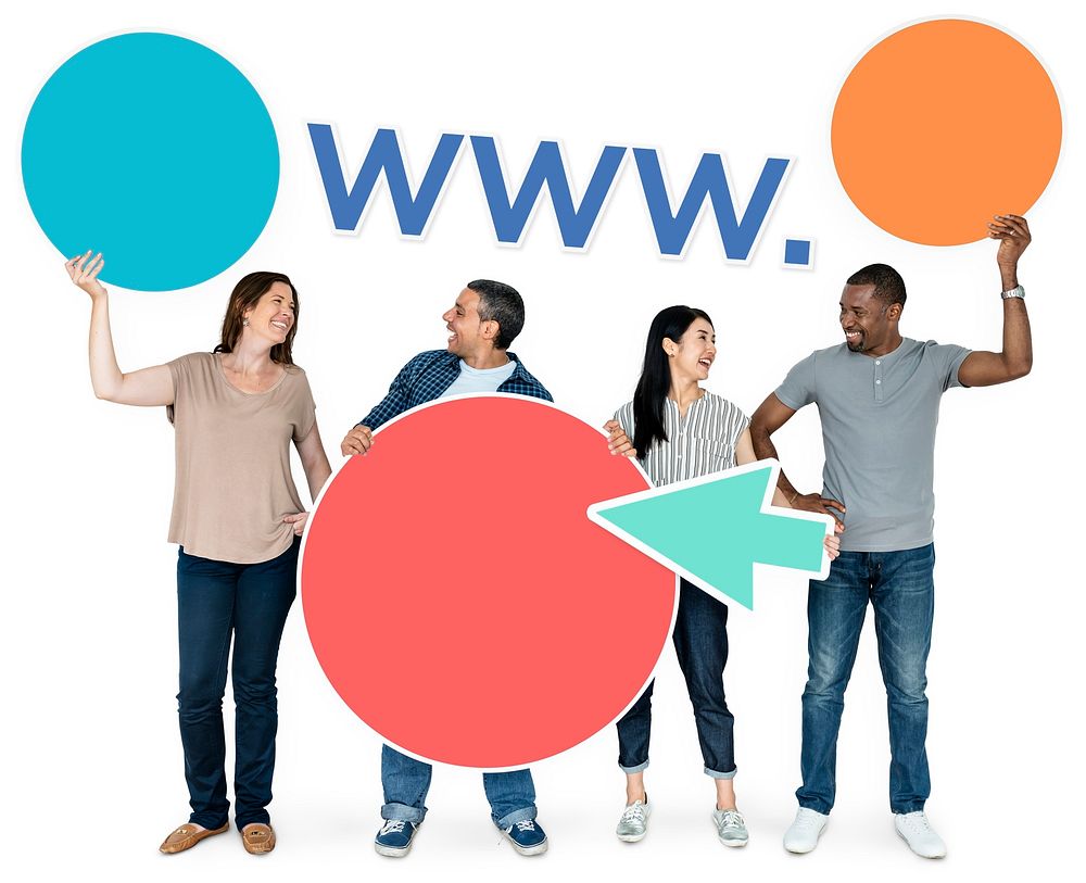 People holding internet connection icons