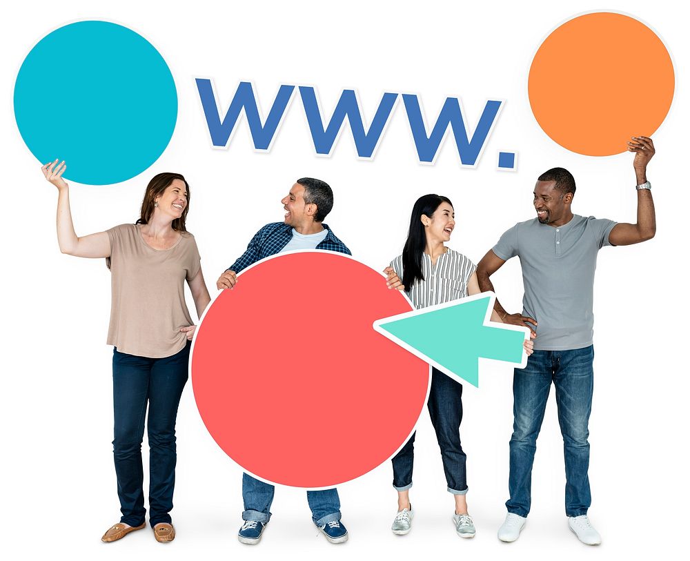People holding internet connection icons
