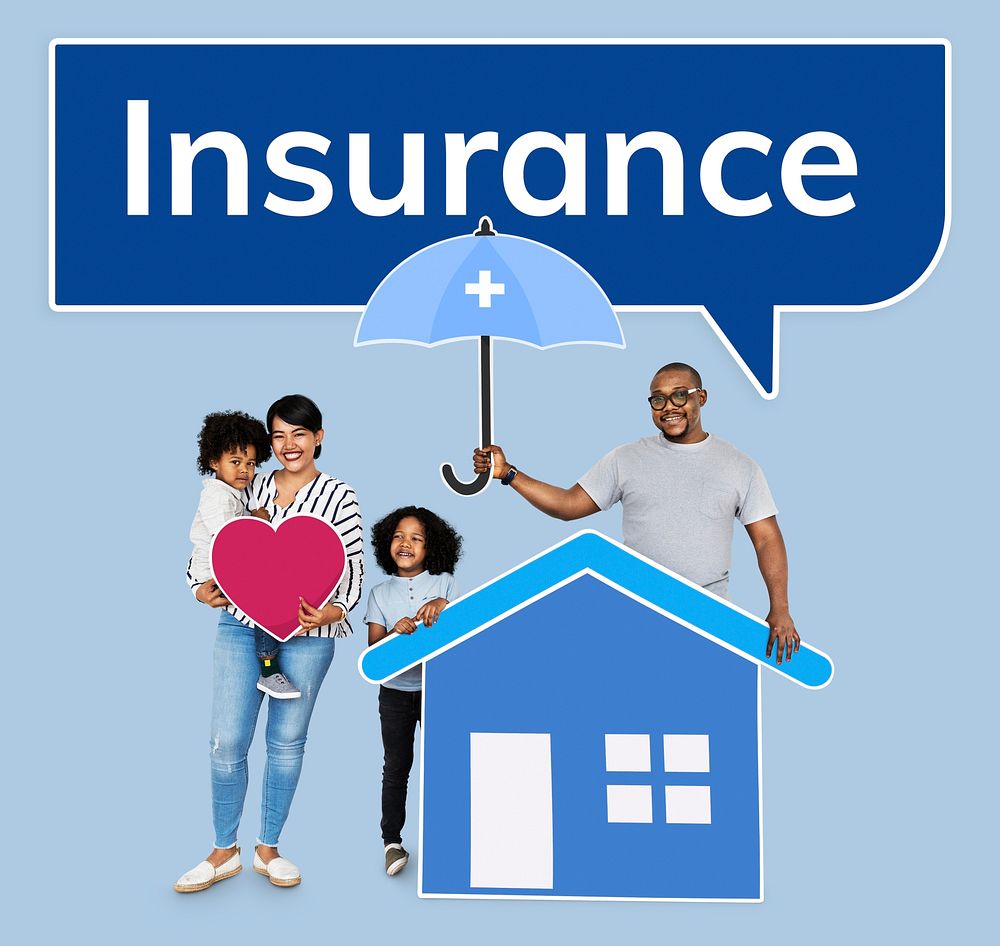 Family with a home insurance protection plan