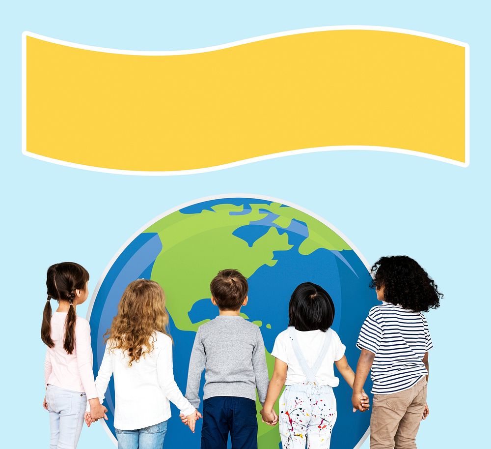 Diverse kids protecting the world for an environment awareness campaign