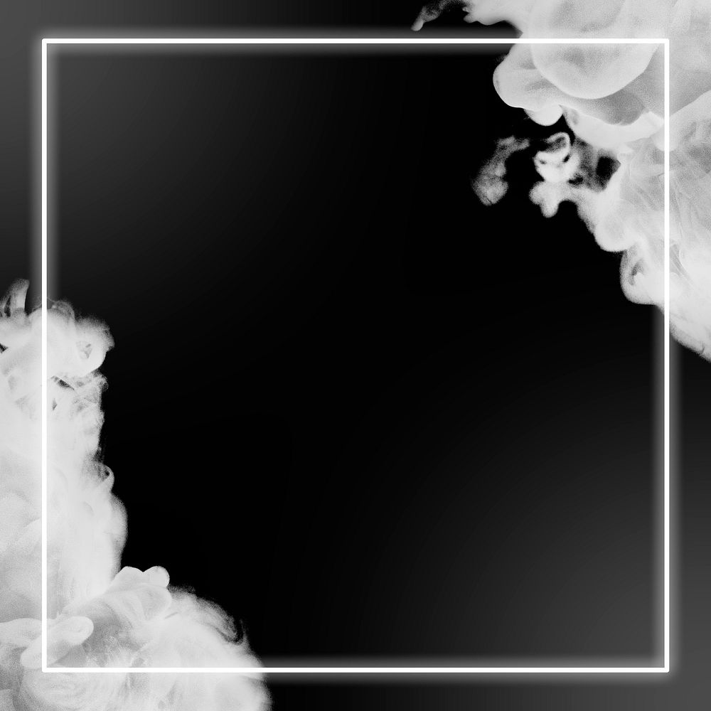 Smoke effect neon frame psd black background