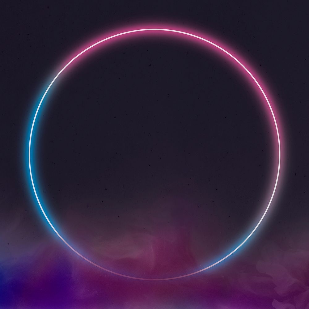 Round neon frame psd gradient color smoke misty