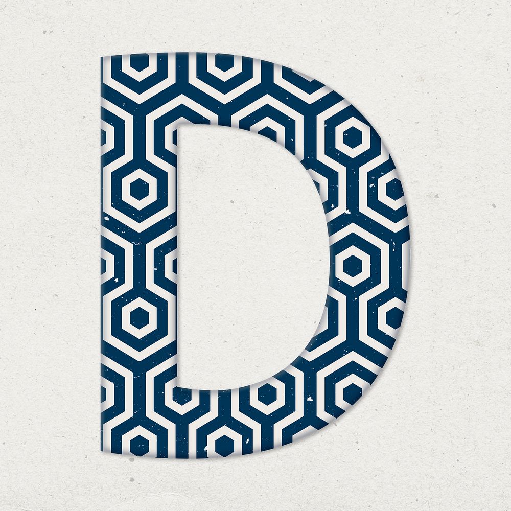 Kikko letter d Japanese psd blue pattern typography