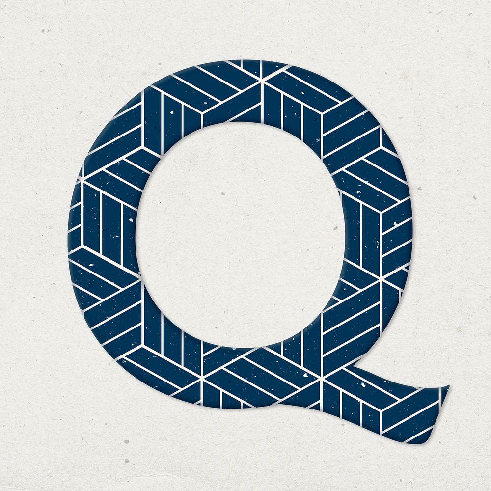 Letter q Japanese geometric psd blue pattern typography