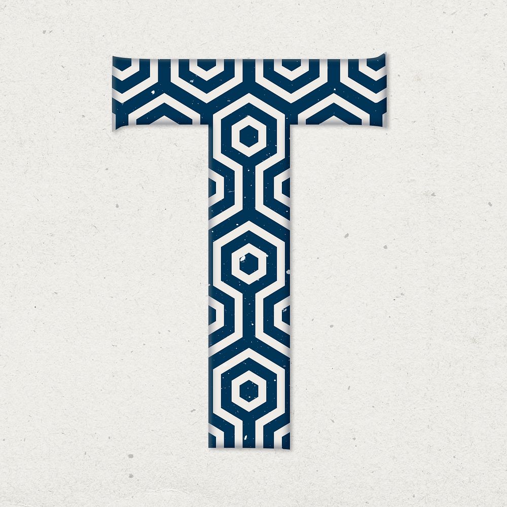 Kikko letter t Japanese psd blue pattern typography