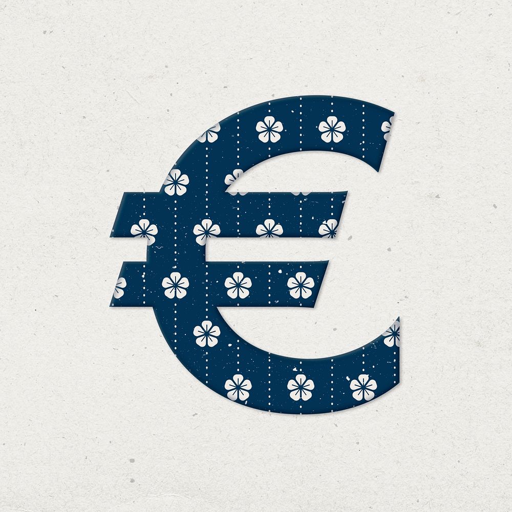 Psd euro symbol floral japanese inspired pattern typography
