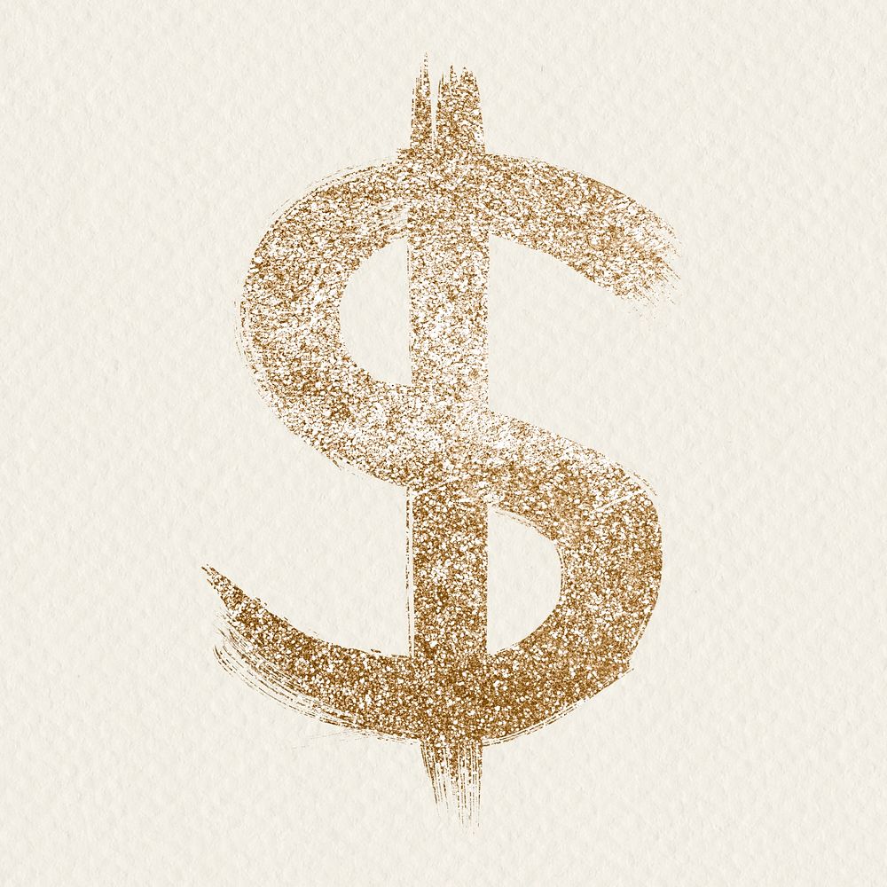 Gold dollar symbol psd painted glitter font