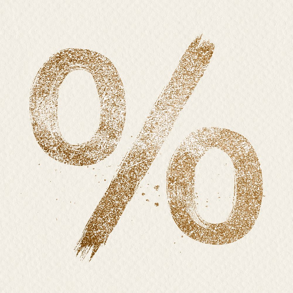 Gold percent symbol psd painted glitter font