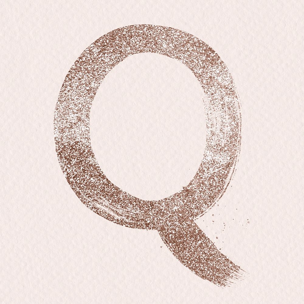 Glitter q letter psd painted rose gold typography