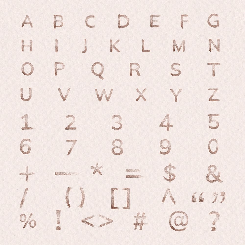Glitter psd gold rose alphabet letter number and symbol set