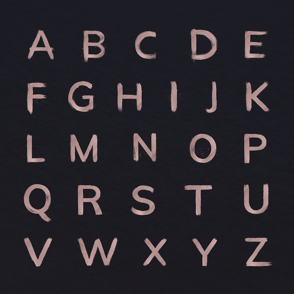 Brushed rose gold alphabet psd set typeface