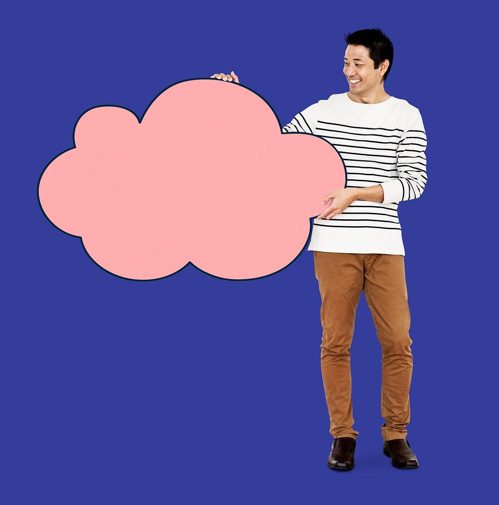 Guy holding a blank cloud