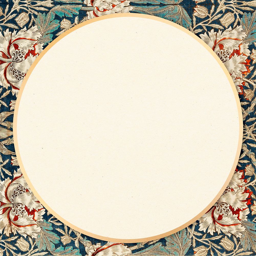 Frame in William Morris inspired pattern background