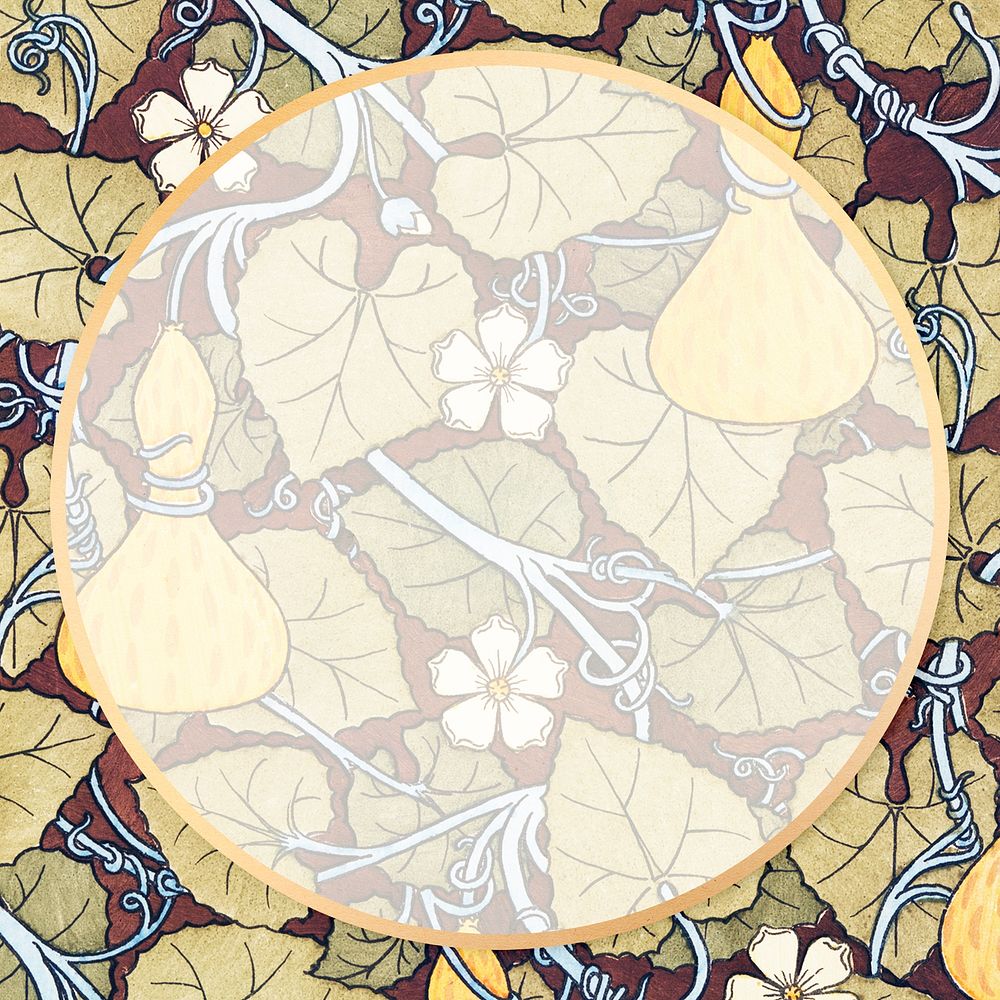 Floral antique pattern psd frame design space