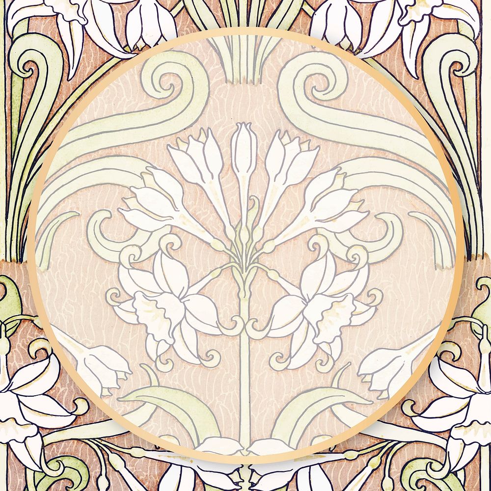 Ornamental frame vector vintage botanical