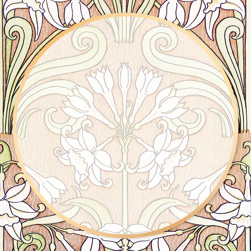 Floral antique pattern psd frame design space