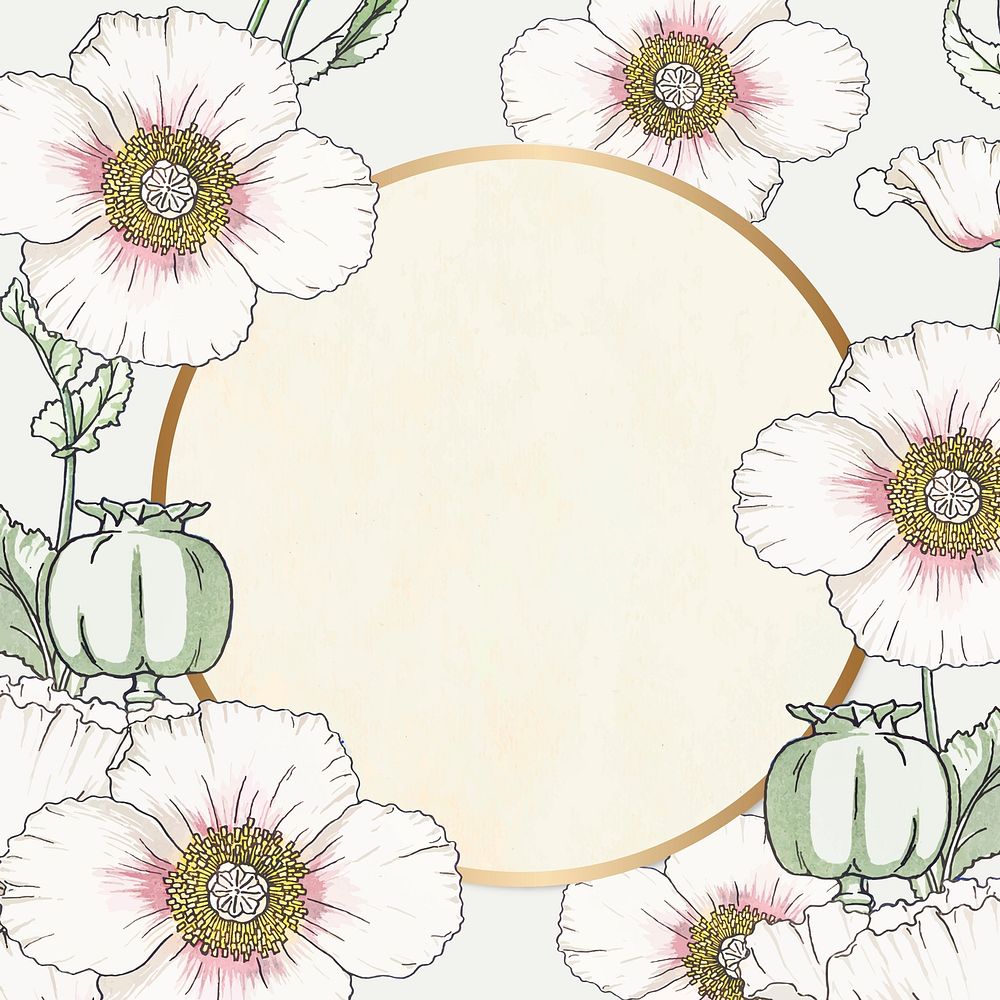Vintage floral frame vector hand drawn design space