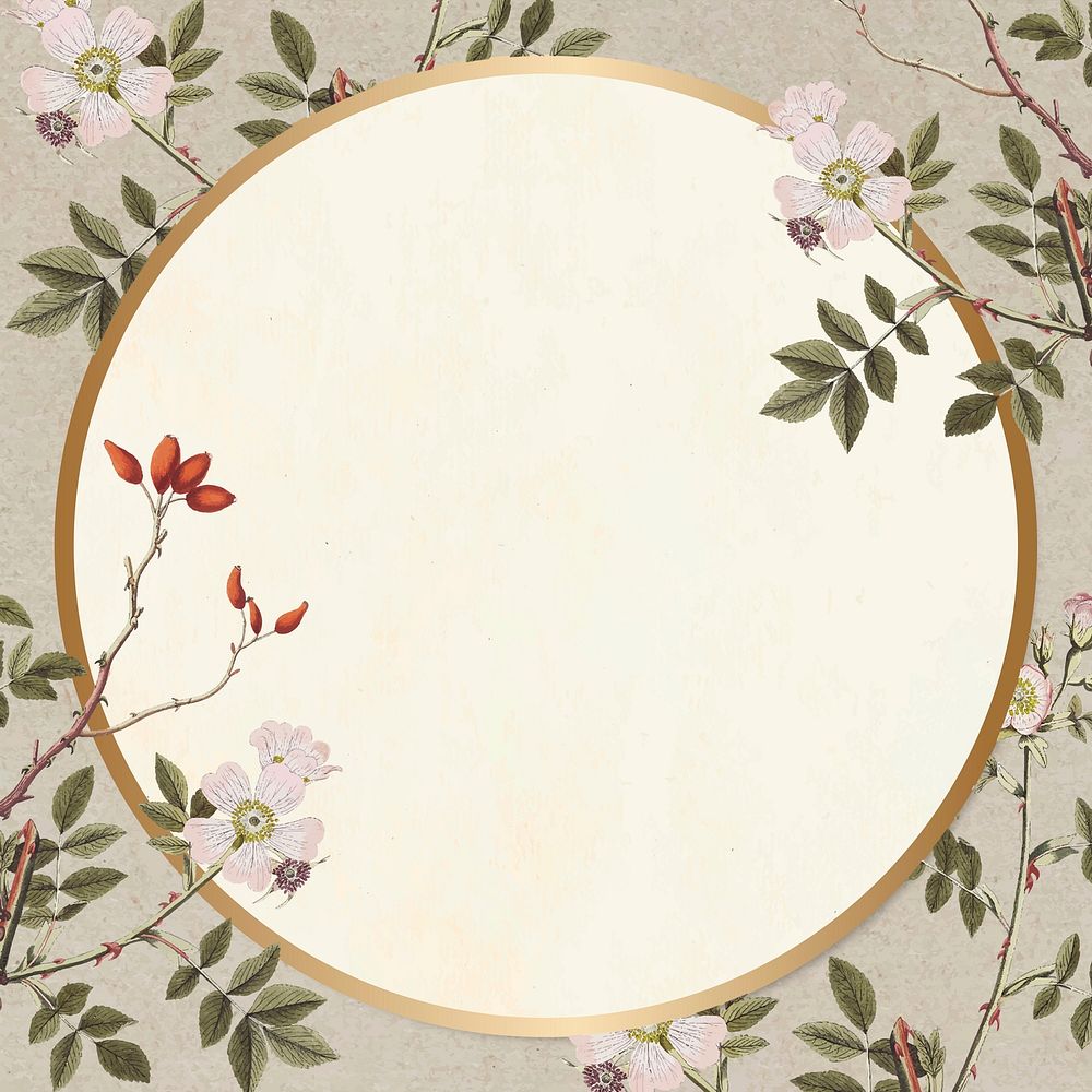 Floral frame vector vintage hand drawn