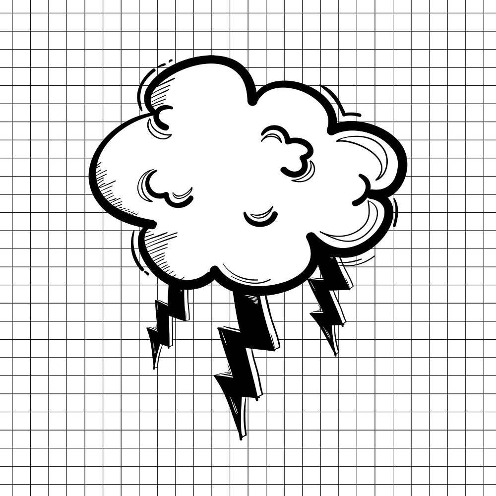 Thunder cloud pastel doodle cartoon clipart