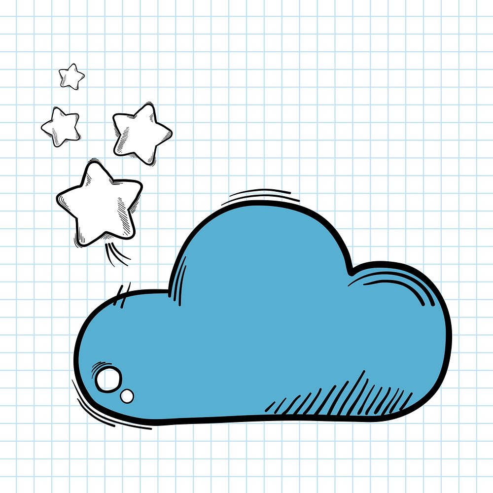 Psd cloud star pastel doodle cartoon clipart
