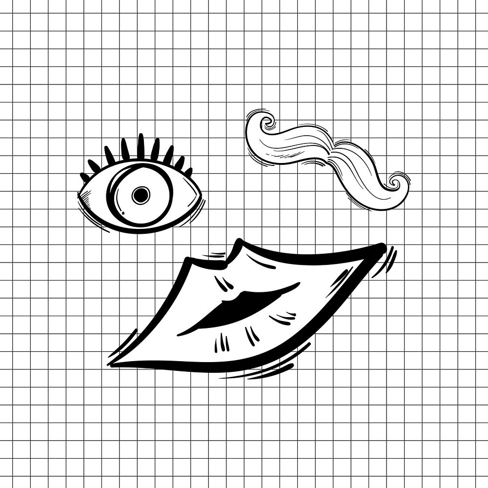 Funky icon hand drawn doodle illustration set