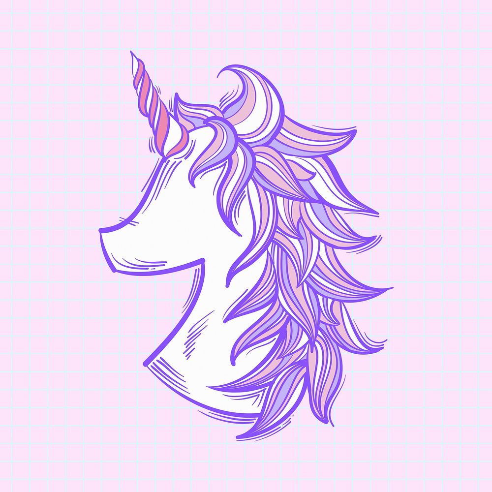 Psd unicorn doodle cartoon teen sticker