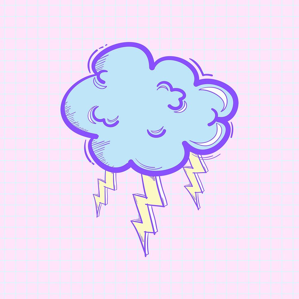 Thunder cloud doodle cartoon teen clipart