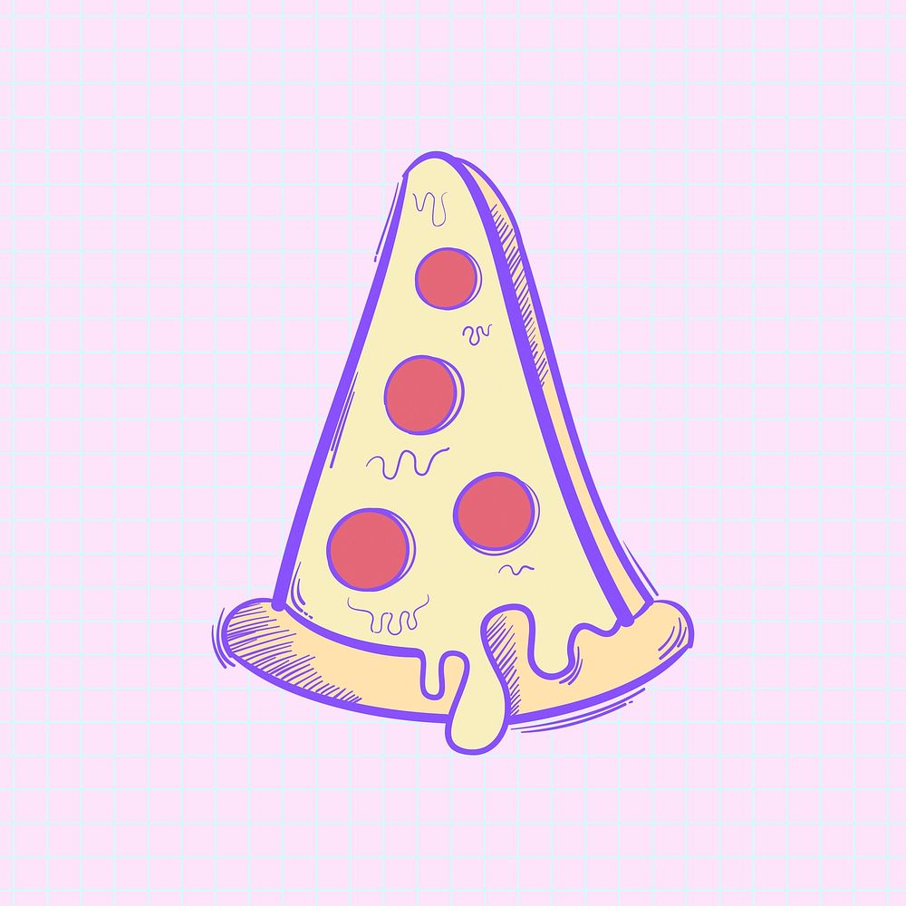 Psd pizza slice doodle cartoon teen sticker