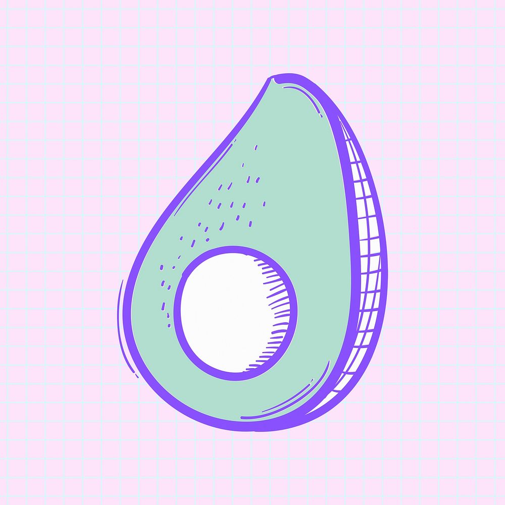 Psd pastel avocado doodle social media story sticker