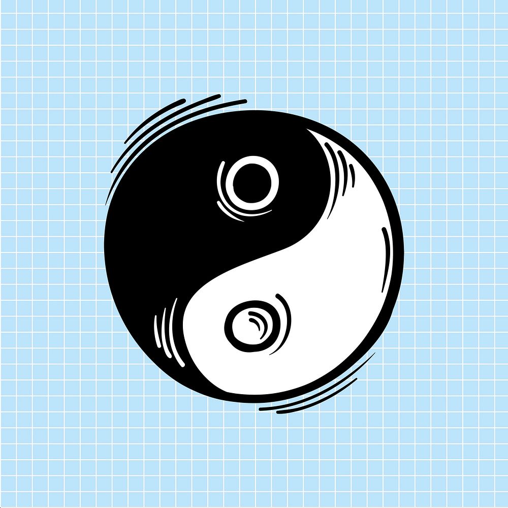 Psd yin yang symbol doodle cartoon teen sticker