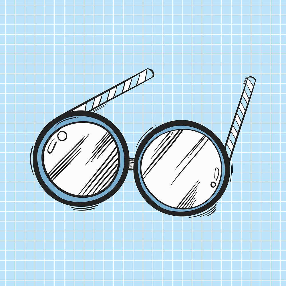 Funky glasses hand drawn doodle cartoon sticker illustration