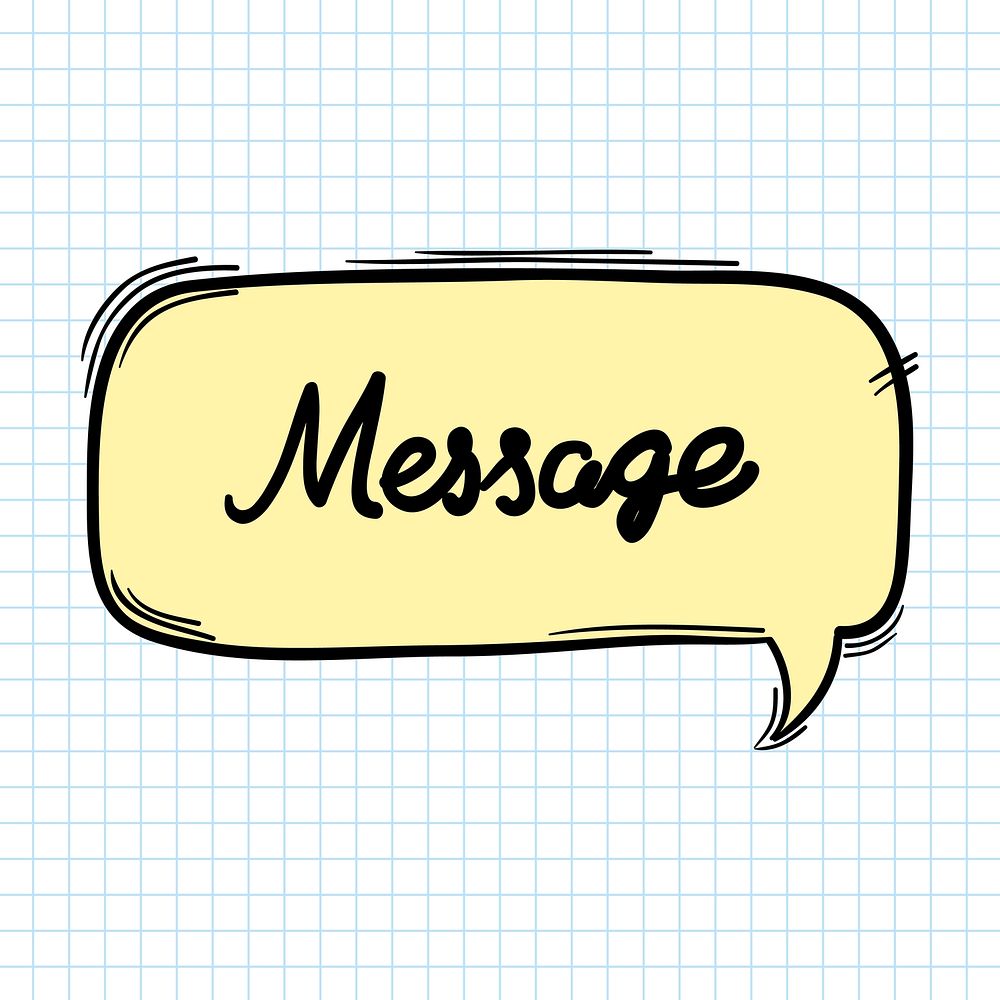 Psd massage text bubble pastel doodle cartoon clipart