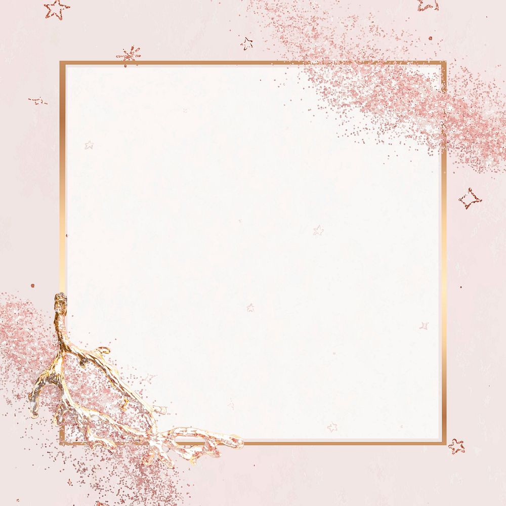 Glitter frame vector sparkly pink background