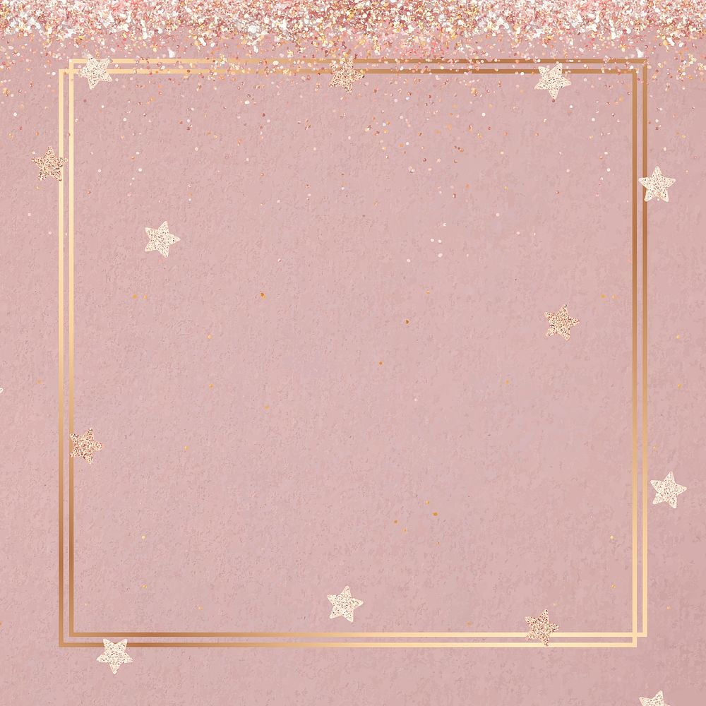 Festive shimmery vector frame pink star pattern background