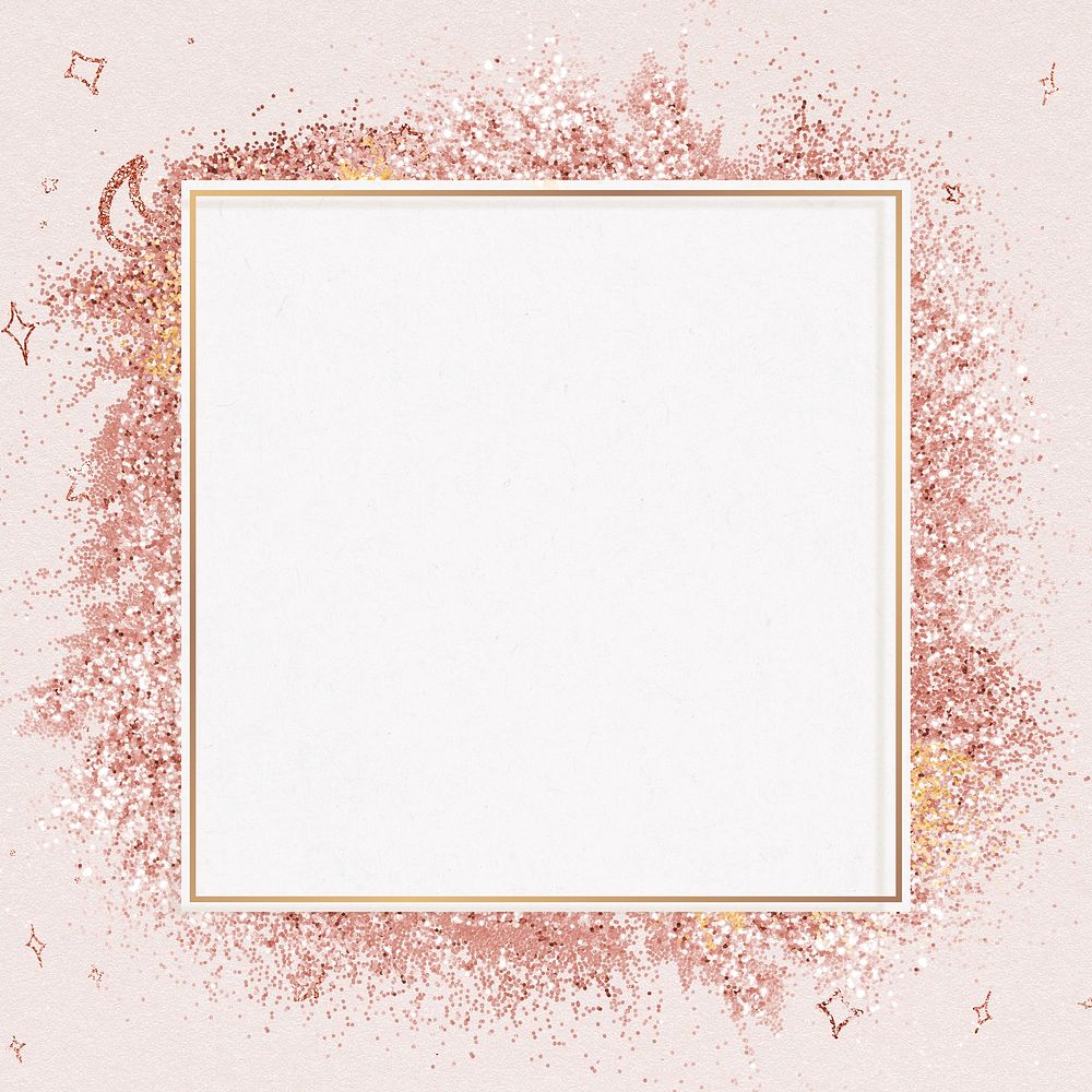 Sparkly frame psd on glitter pink background
