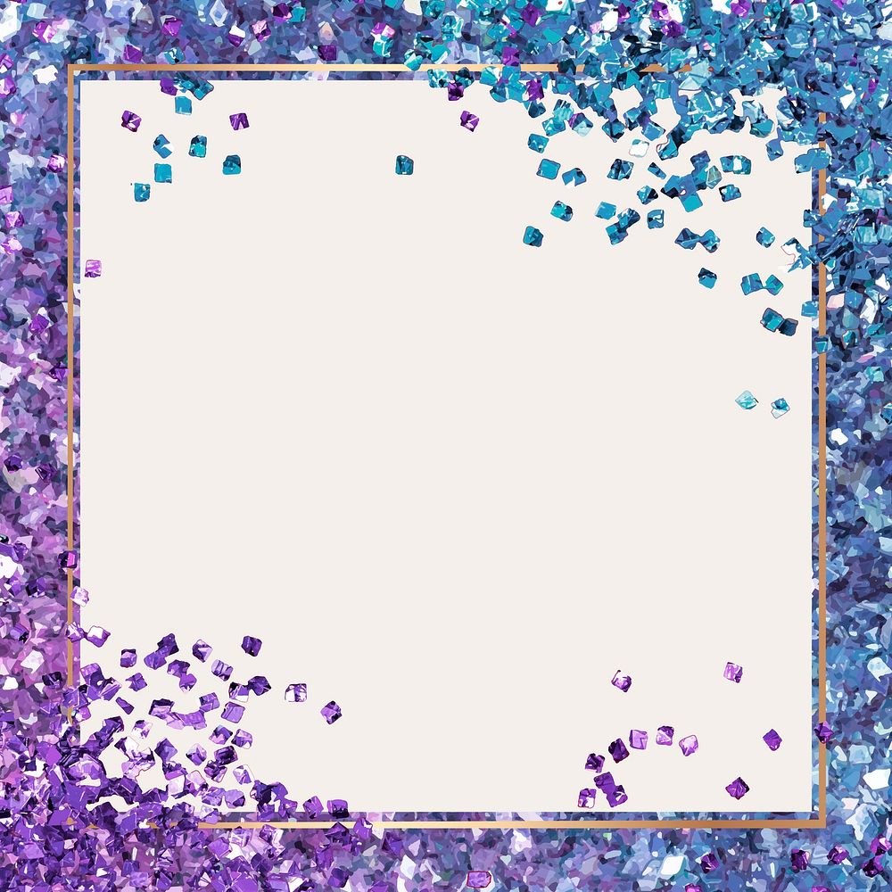 Shiny frame vector purple gradient background