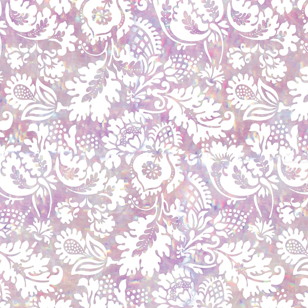 Vintage flora holographic vector pattern remix from artwork by William Morris