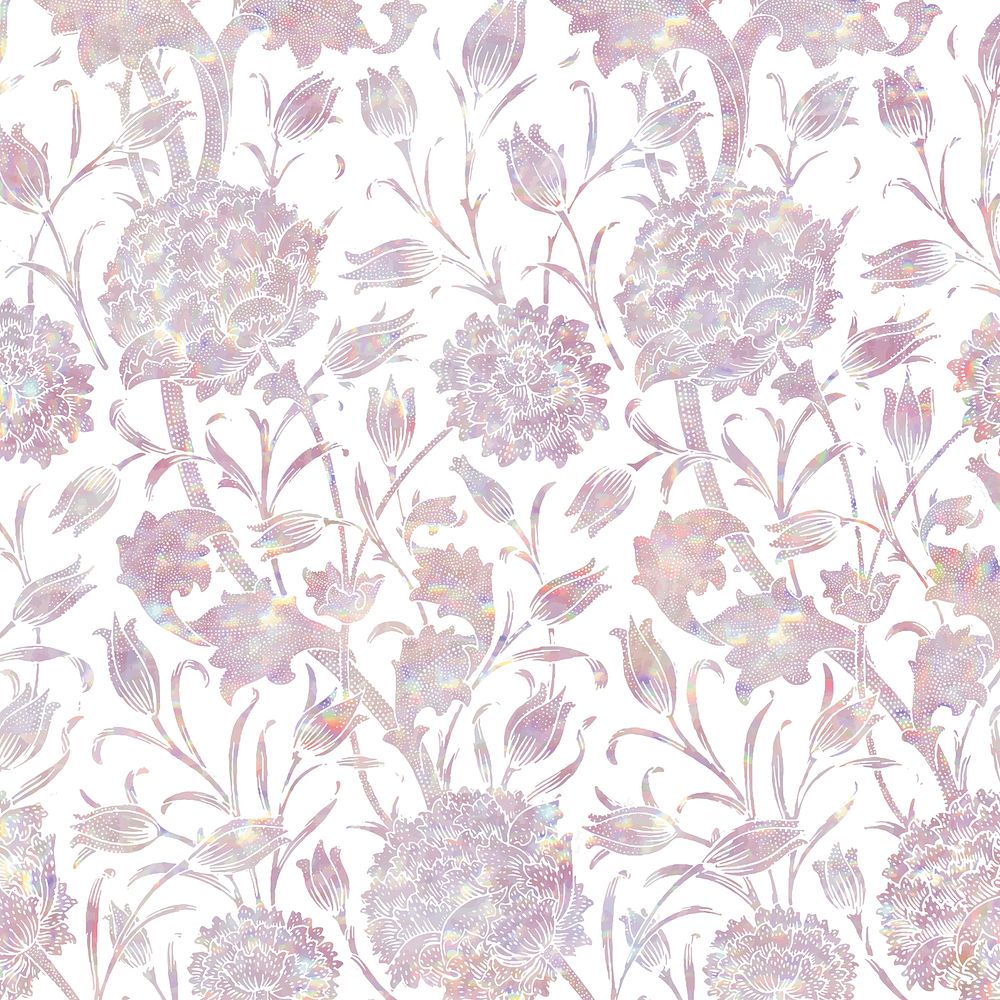 Vector holographic floral pattern remix from artwork by William Morris