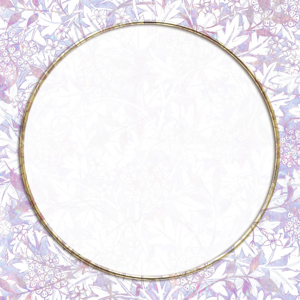 Flora holographic frame psd pattern remix from artwork by William Morris