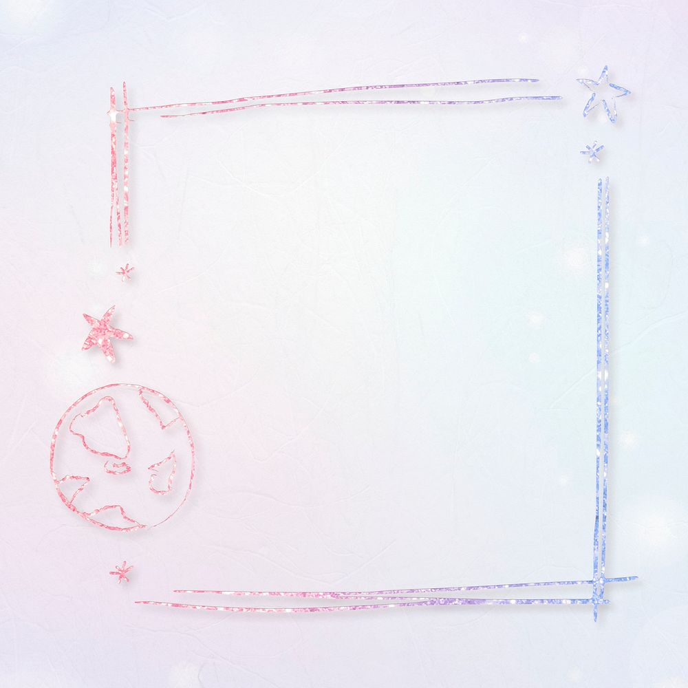 Psd space frame glitter effect for kids