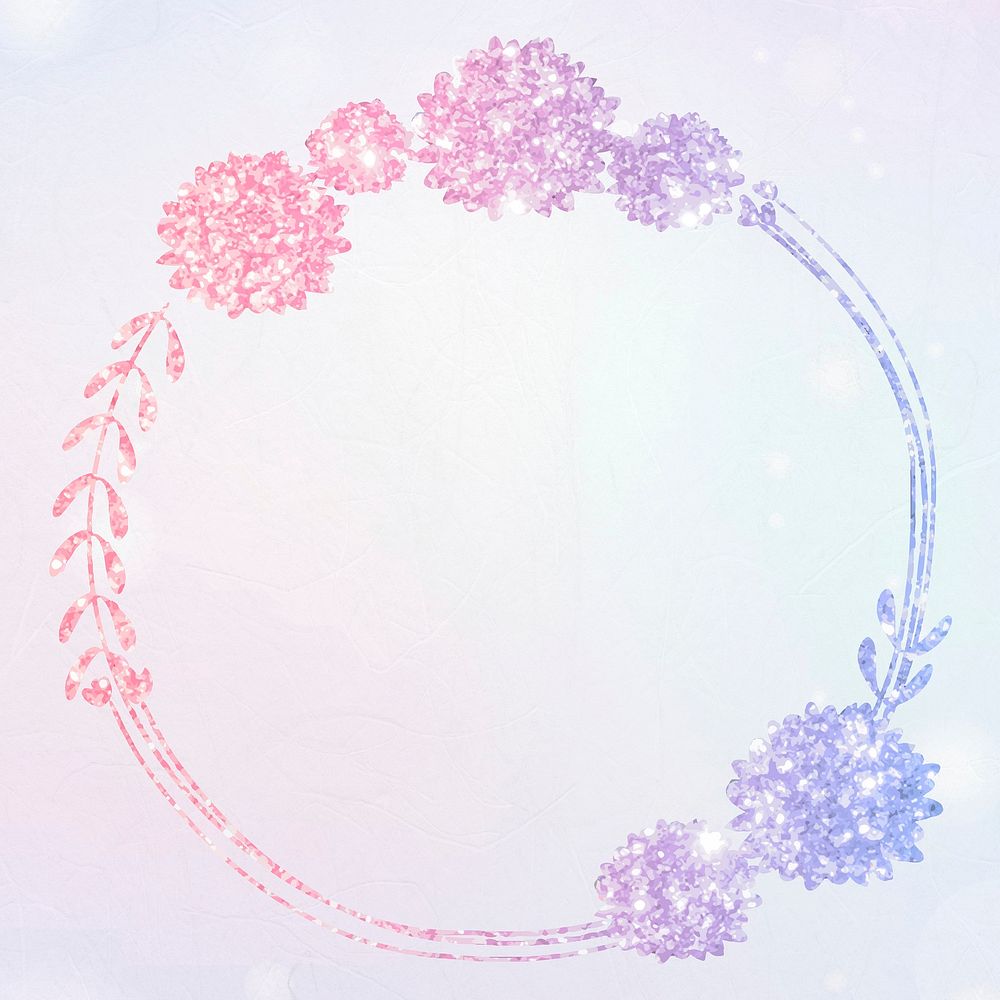 Vector floral wreath glitter border 