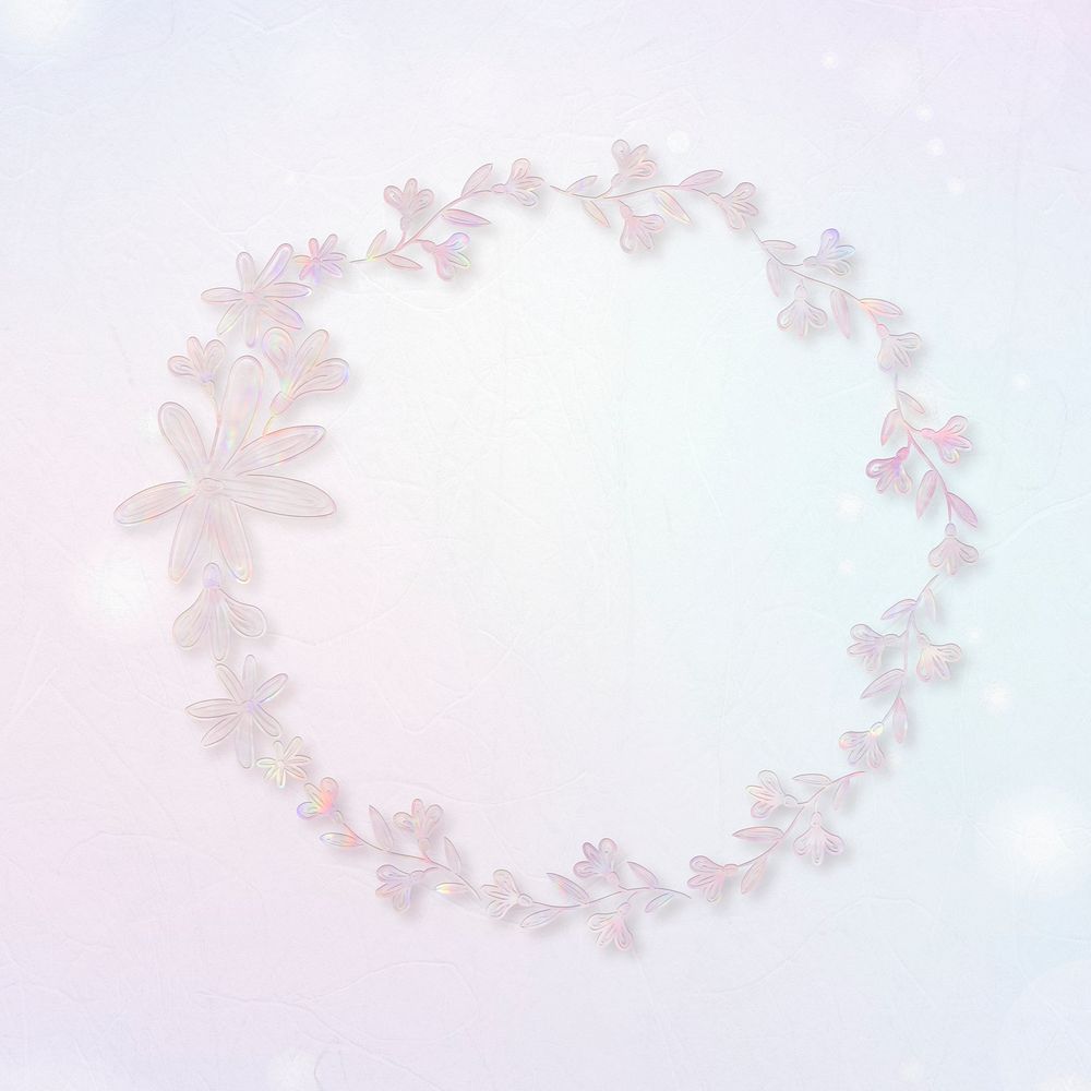 Pastel floral wreath holography frame