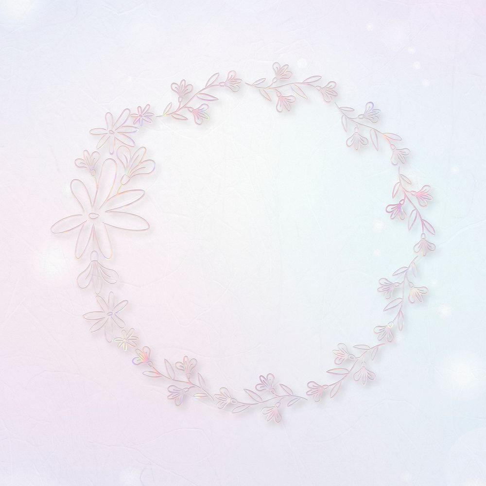 Pastel floral wreath holography frame