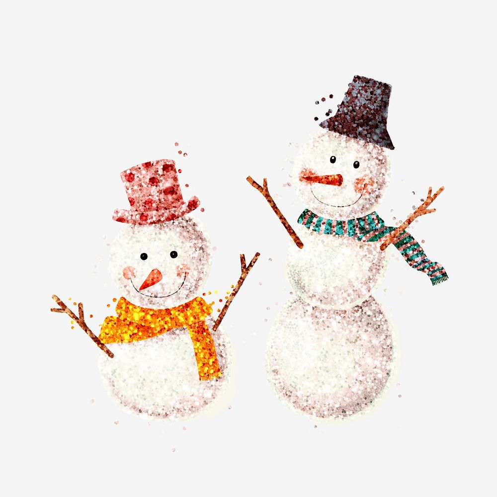 Glitter snowman png Christmas sticker hand drawn