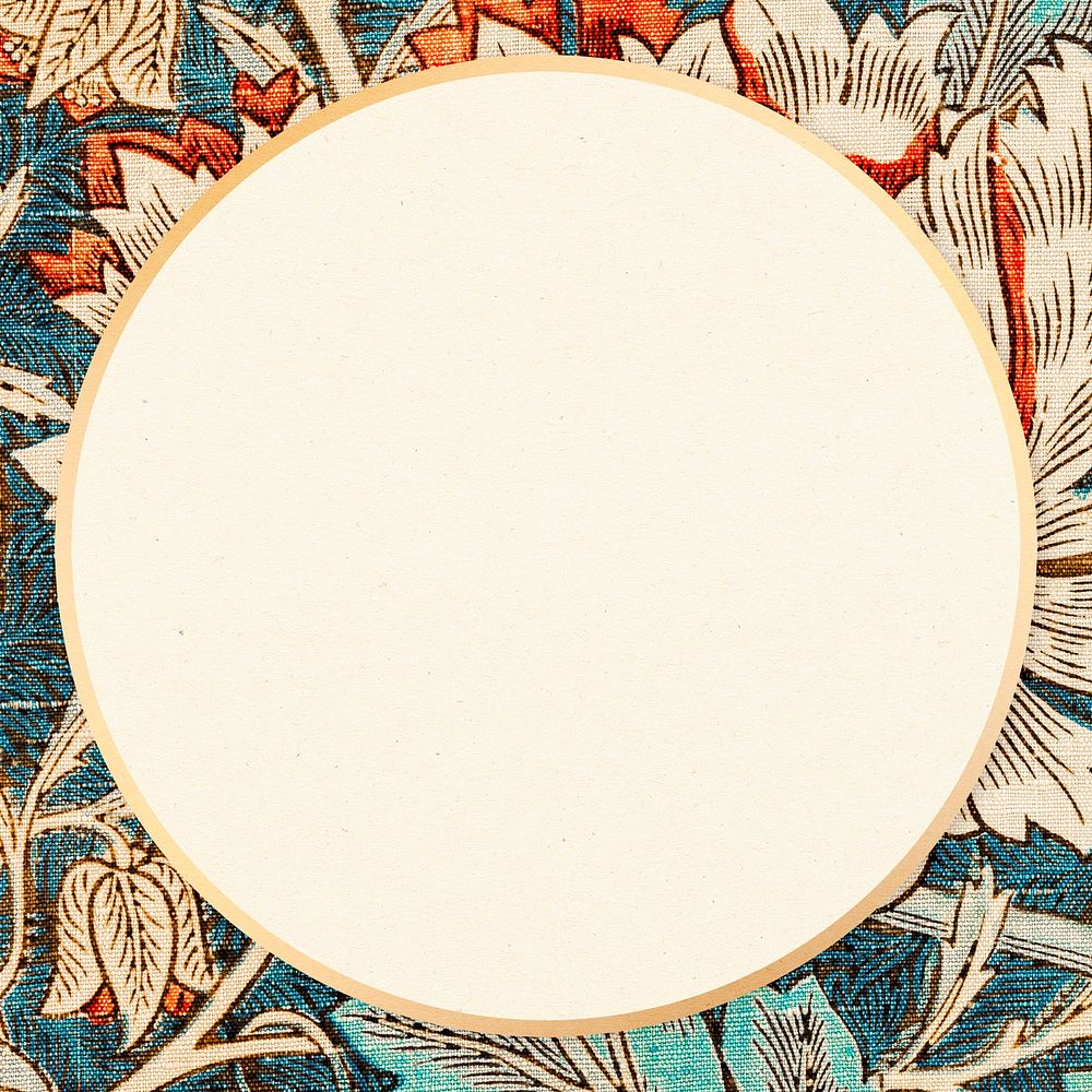 Vintage honeysuckle flower frame psd remix from artwork by William Morris