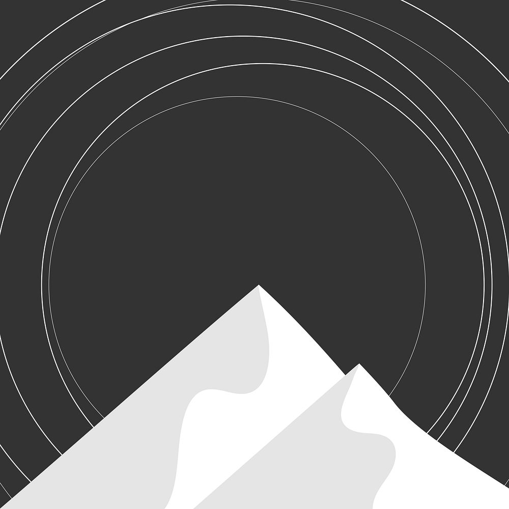 Night mountain scenery background vector in black and white