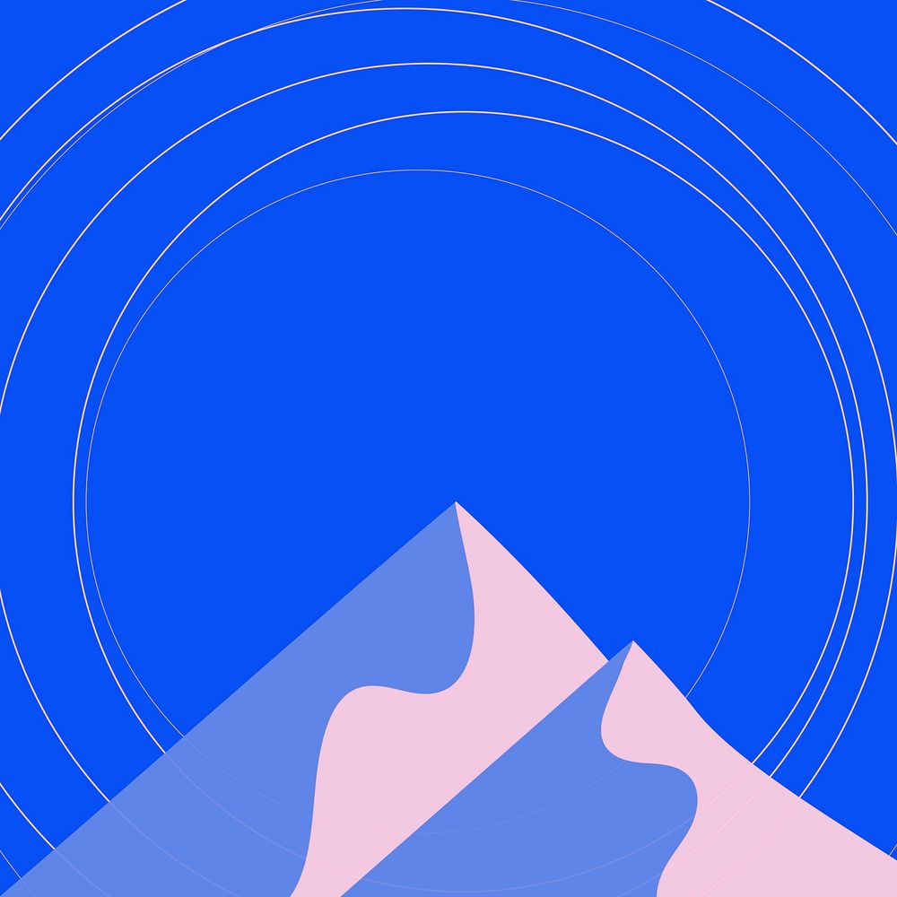 Minimal blue and pink mountain scenery background vector in blue and pink