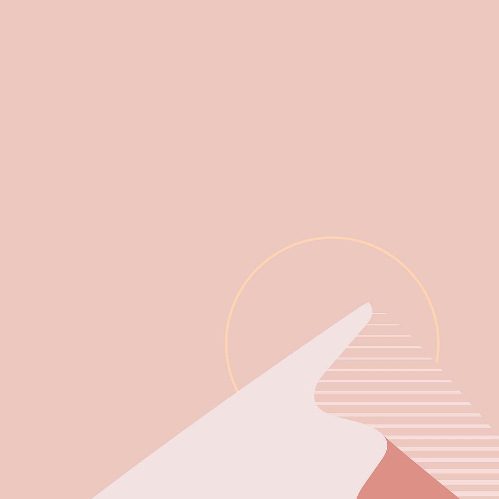 Minimal sunset mountain background vector pastel orange